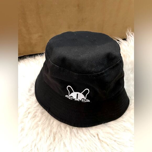Cartoon Dog Bucket Hat Black Canvas OS - Picture 2 of 5
